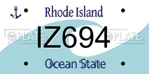 IZ694 Rhode Island License Plate