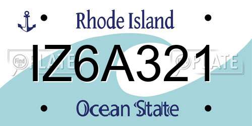 IZ6A321 Rhode Island License Plate