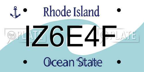 IZ6E4F Rhode Island License Plate