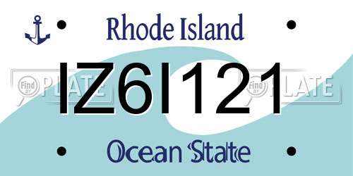 IZ6I121 Rhode Island License Plate