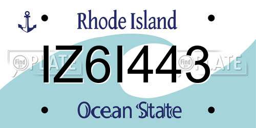 IZ6I443 Rhode Island License Plate
