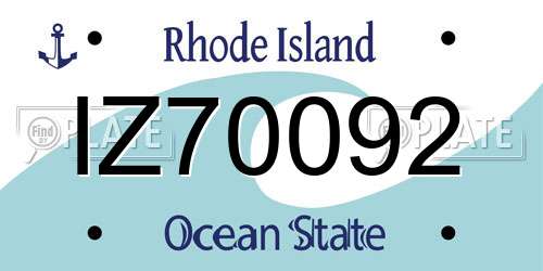 IZ70092 Rhode Island License Plate