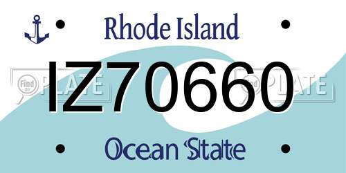 IZ70660 Rhode Island License Plate