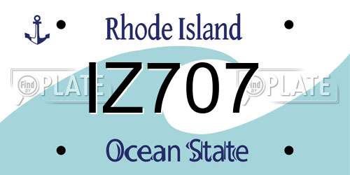 IZ707 Rhode Island License Plate