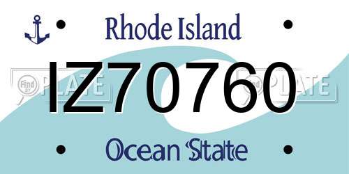 IZ70760 Rhode Island License Plate