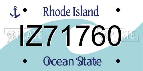 IZ71760 Rhode Island License Plate