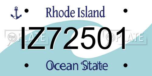 IZ72501 Rhode Island License Plate