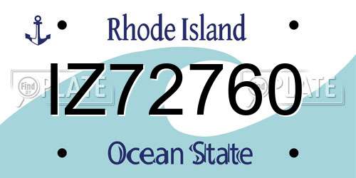 IZ72760 Rhode Island License Plate