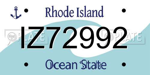 IZ72992 Rhode Island License Plate