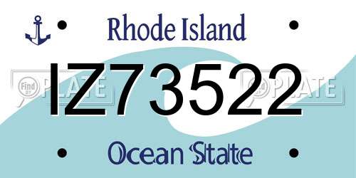 IZ73522 Rhode Island License Plate