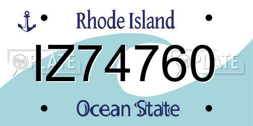 IZ74760 Rhode Island License Plate