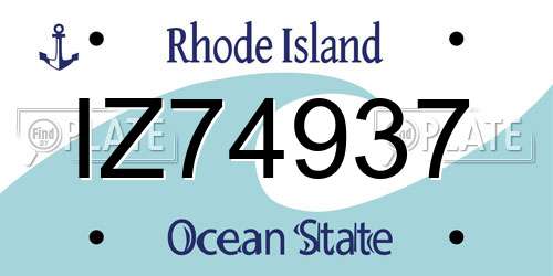 IZ74937 Rhode Island License Plate