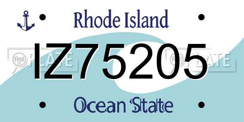 IZ75205 Rhode Island License Plate