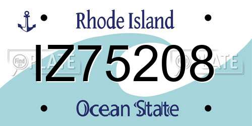 IZ75208 Rhode Island License Plate