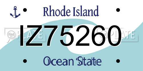 IZ75260 Rhode Island License Plate