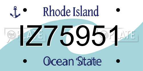 IZ75951 Rhode Island License Plate