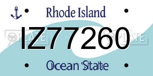 IZ77260 Rhode Island License Plate