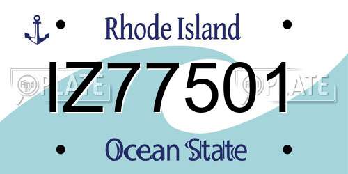 IZ77501 Rhode Island License Plate