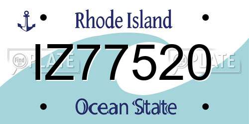 IZ77520 Rhode Island License Plate