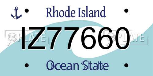 IZ77660 Rhode Island License Plate