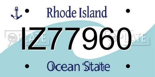 IZ77960 Rhode Island License Plate