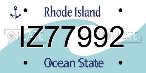 IZ77992 Rhode Island License Plate