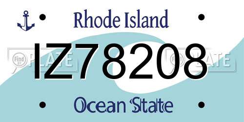 IZ78208 Rhode Island License Plate