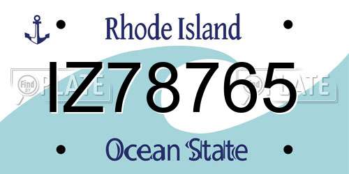 IZ78765 Rhode Island License Plate