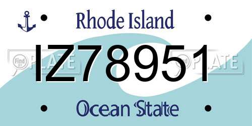 IZ78951 Rhode Island License Plate