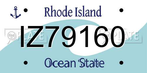 IZ79160 Rhode Island License Plate