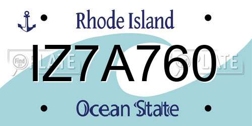 IZ7A760 Rhode Island License Plate