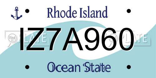 IZ7A960 Rhode Island License Plate