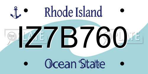 IZ7B760 Rhode Island License Plate