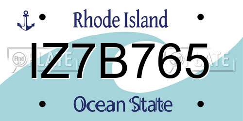 IZ7B765 Rhode Island License Plate