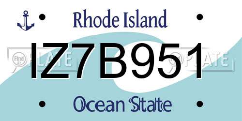 IZ7B951 Rhode Island License Plate
