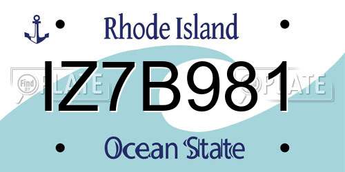 IZ7B981 Rhode Island License Plate