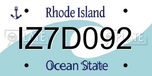 IZ7D092 Rhode Island License Plate