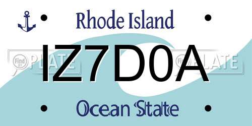 IZ7D0A Rhode Island License Plate