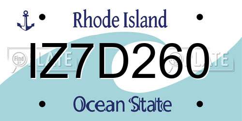 IZ7D260 Rhode Island License Plate