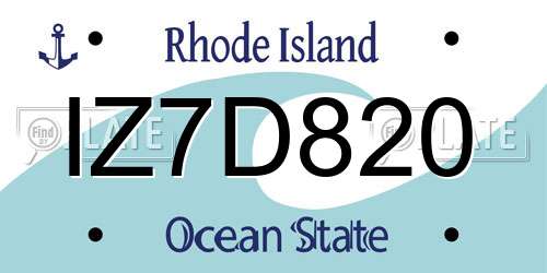 IZ7D820 Rhode Island License Plate