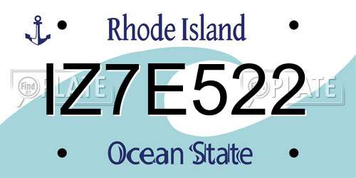 IZ7E522 Rhode Island License Plate