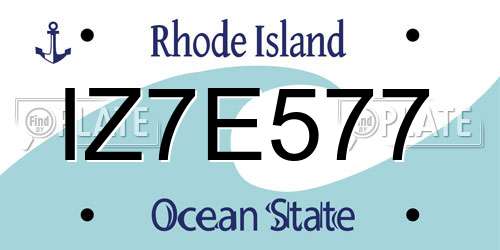 IZ7E577 Rhode Island License Plate