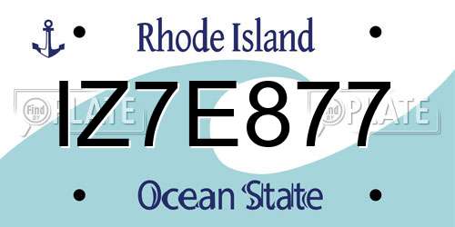 IZ7E877 Rhode Island License Plate