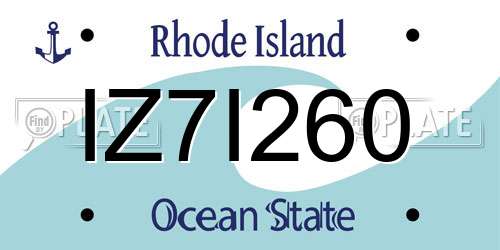 IZ7I260 Rhode Island License Plate
