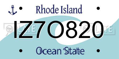 IZ7O820 Rhode Island License Plate