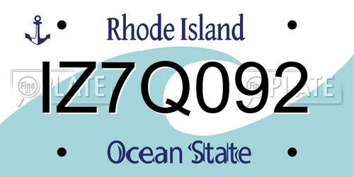 IZ7Q092 Rhode Island License Plate