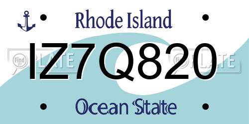 IZ7Q820 Rhode Island License Plate