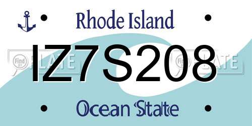 IZ7S208 Rhode Island License Plate