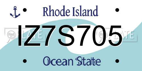 IZ7S705 Rhode Island License Plate