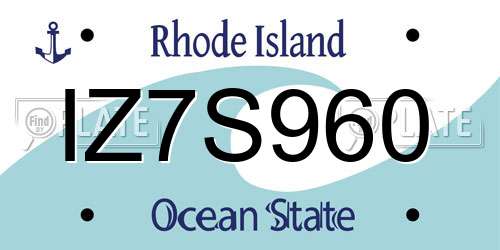 IZ7S960 Rhode Island License Plate